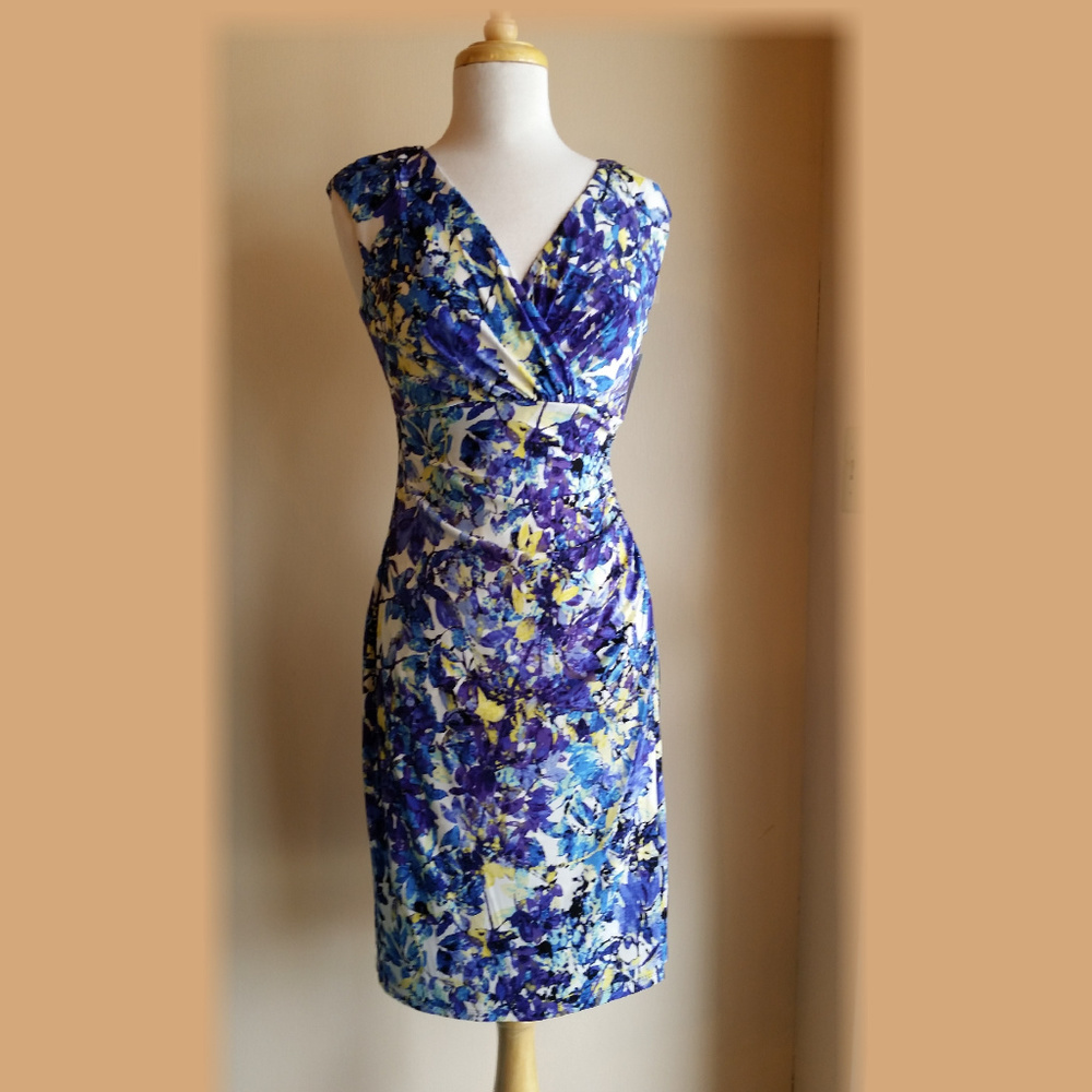 NWT Floral abstract print V-neck dress
